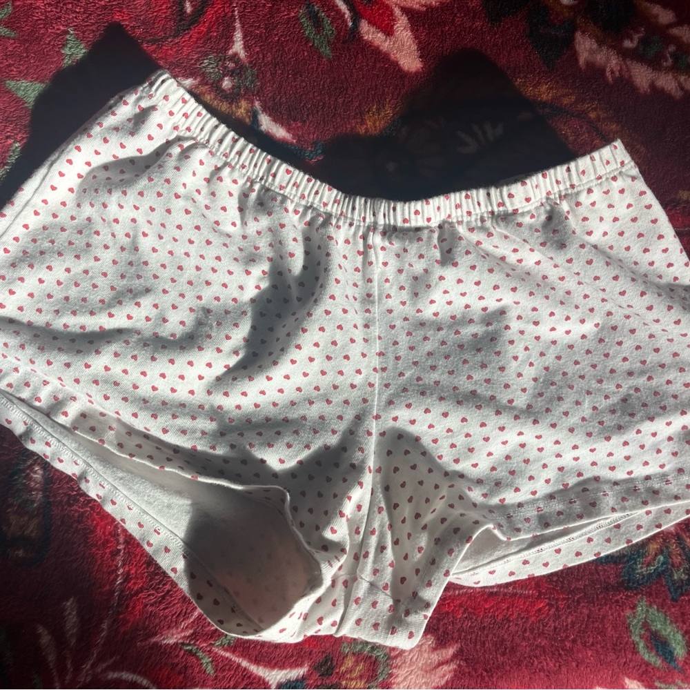 Brandy Melville White and Red Polka Dot Shorts